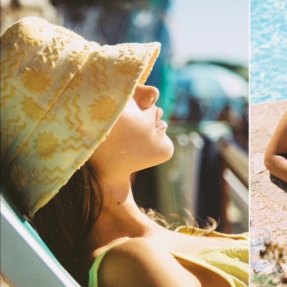 Lack Of Color Accessories - NEW Lack of color yellow terry bucket hat in Large